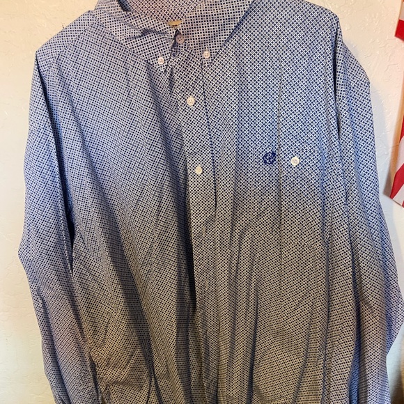 Blue Patterned Button-Up Shirt - Picture 1 of 3